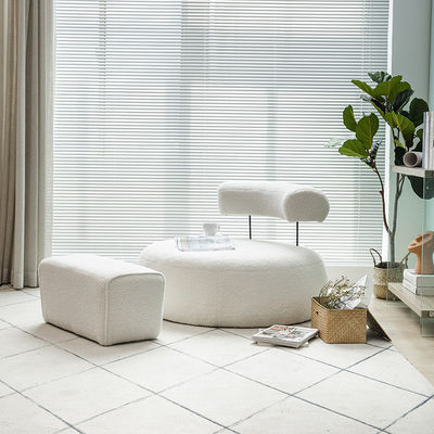 White Pink Bedroom Pedal Cashmere Lazy Sofa Chair Pine Frame